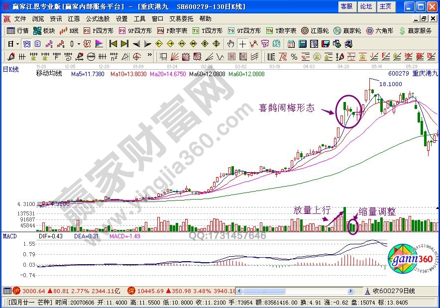 喜鵲鬧梅形態(tài)追漲案例