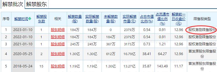 股權(quán)激勵限售股股份